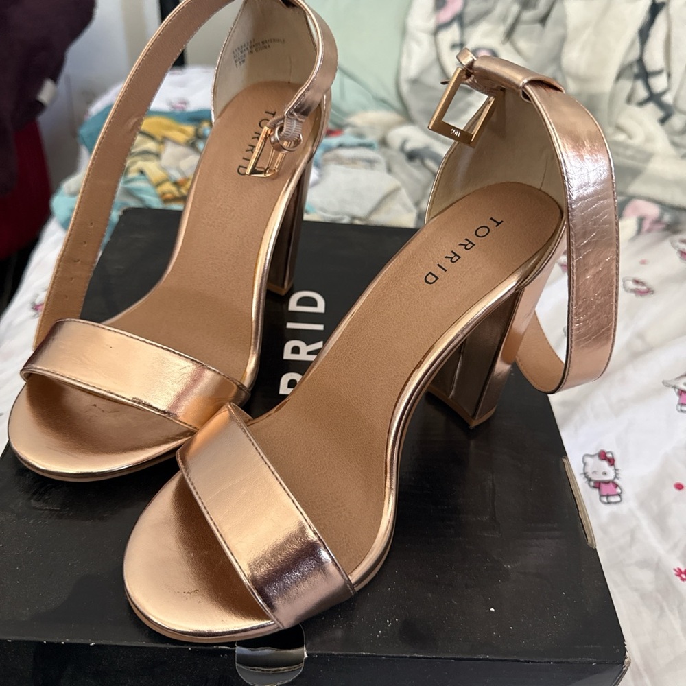 Torrid Metallic Rose Heeled Sandals